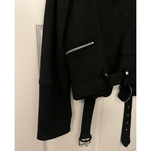 🖤ZARA brand Motorcycle Faux Suede Black with Silver Detail Jacket Size XL🖤 - Picture 12 of 12